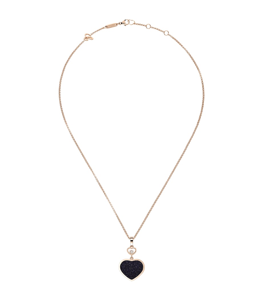 Chopard rose gold Happy Hearts pendant necklace with diamonds and aventurine (British brand)