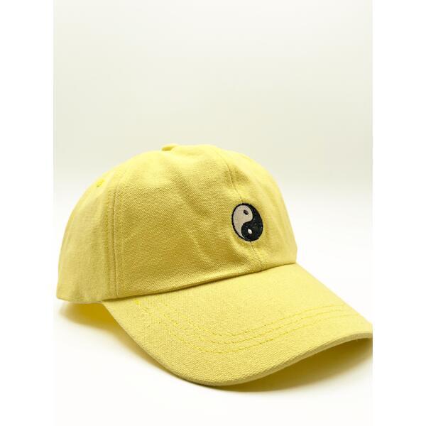 SVNX cotton baseball cap with Ying Yang embroidery in lemon yellow - British product