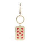 Harrods metal playing card keyring nine of hearts, imported from the UK