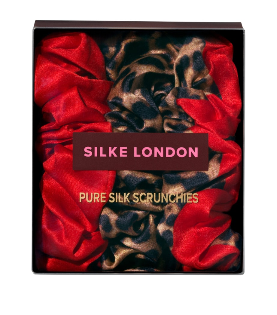 Silke mulberry silk hair scrunchies set of 3 (British brand)