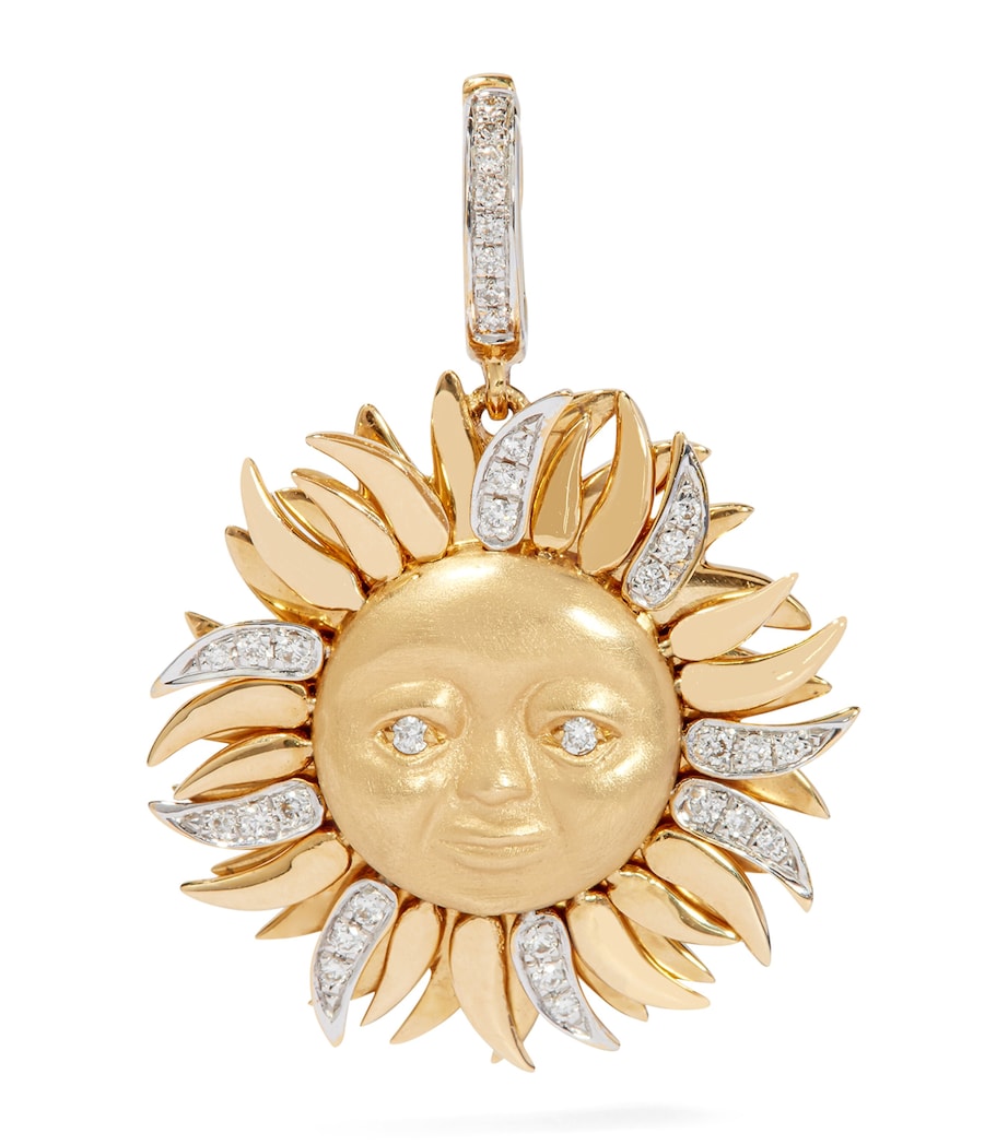Annoushka 18kt yellow gold sun charm with white diamonds, UK version