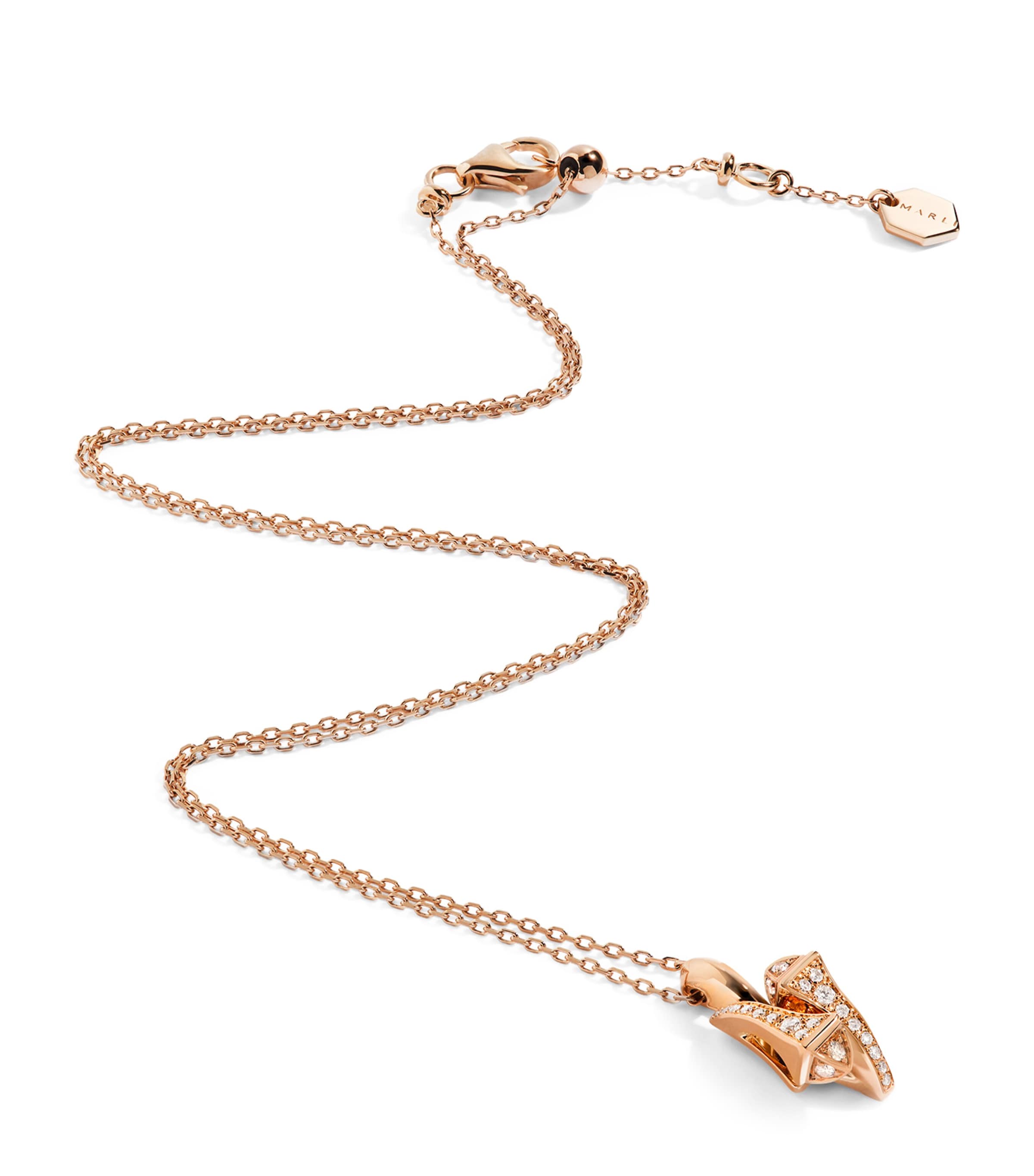 Marli New York Cleo pendant necklace in rose gold with diamonds (British brand)