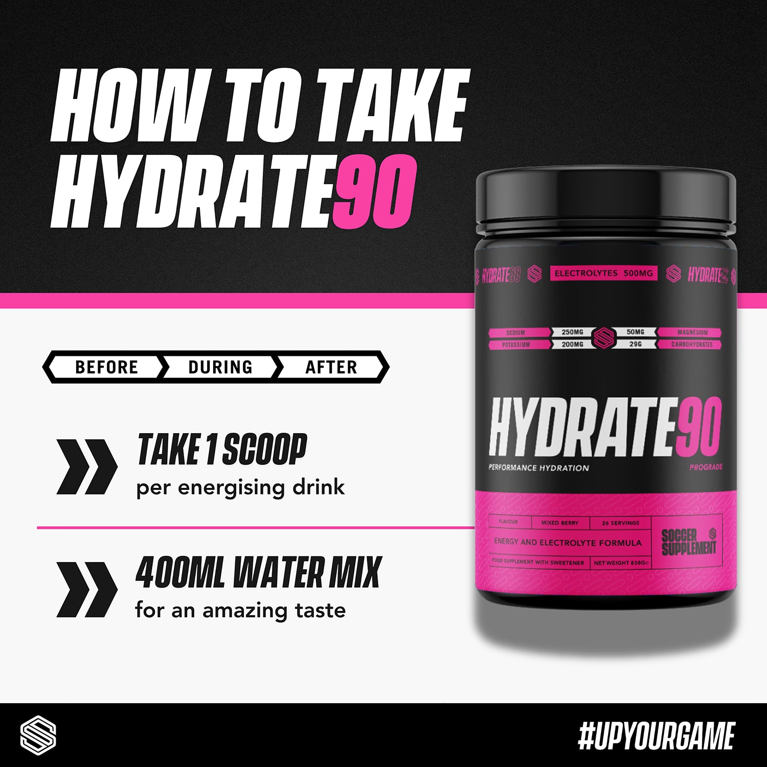 Soccer Supplement Hydration Powder Mixed Berry 26 Servings, imported from the UK
