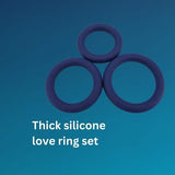 Loving Joy thick silicone cock rings navy 3 pack (British brand)