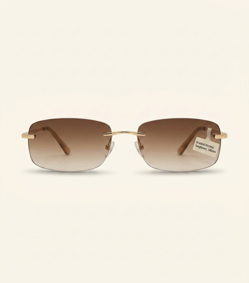 Prada metal rectangular sunglasses with rimless lenses, UK version