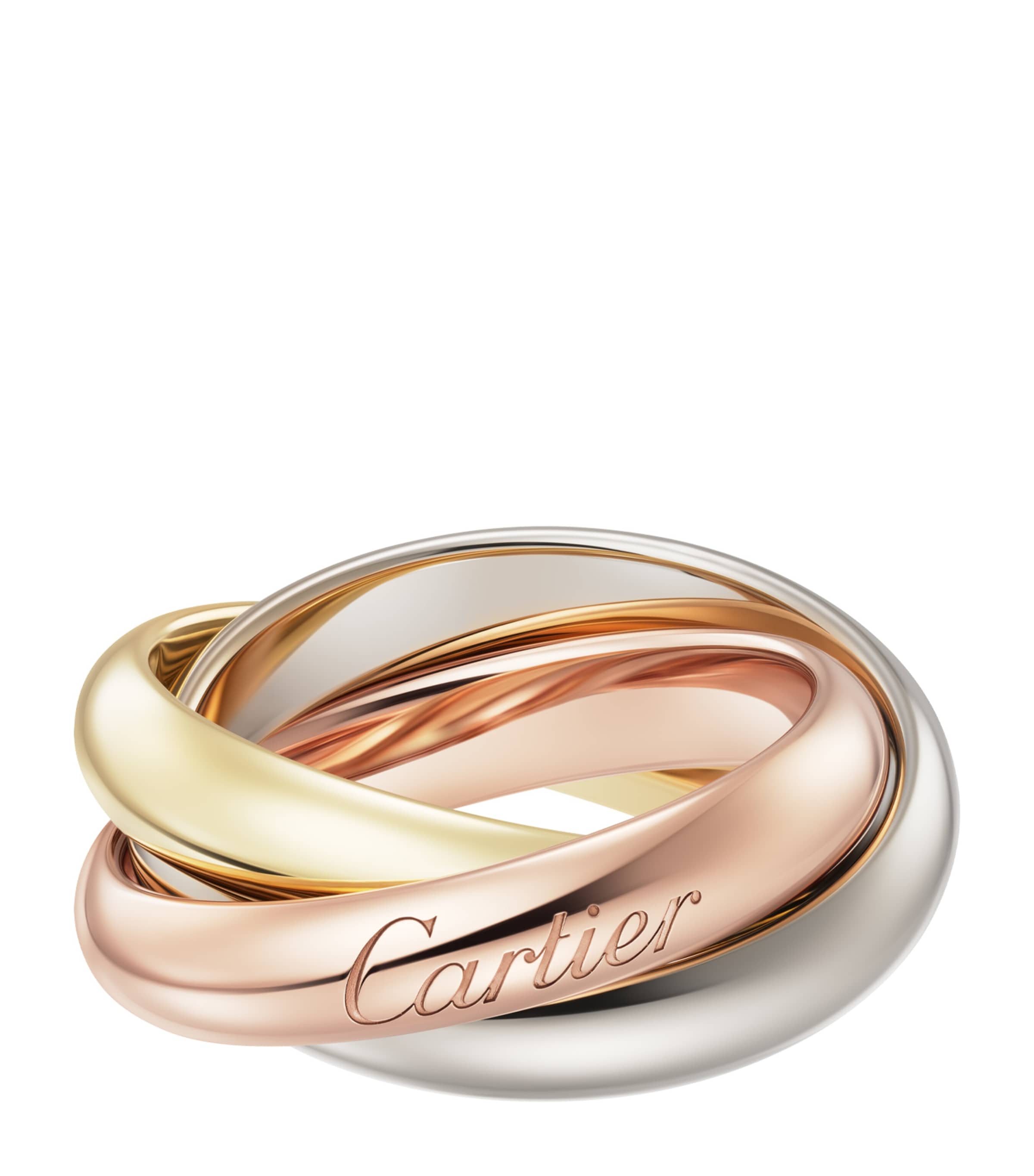 Cartier Trinity ring white rose yellow gold 18k, imported from the UK