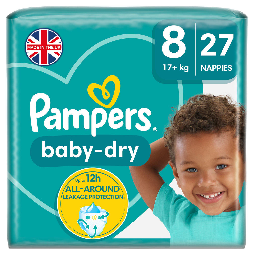 Pampers Baby Dry Nappies Essential Pack Size 8, 17kg+ x27