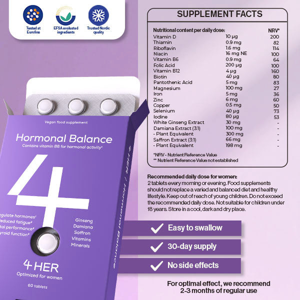 4HER hormonal balance multivitamins for women 60 tablets - British product