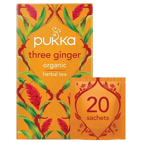 Pukka Herbs Three Ginger organic herbal tea 20 teabags - British product