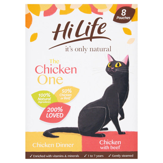 HiLife it's only natural The Chicken One in Jelly Adult Complete Wet Cat Food x8 70g Bigger packs Sainsburys   