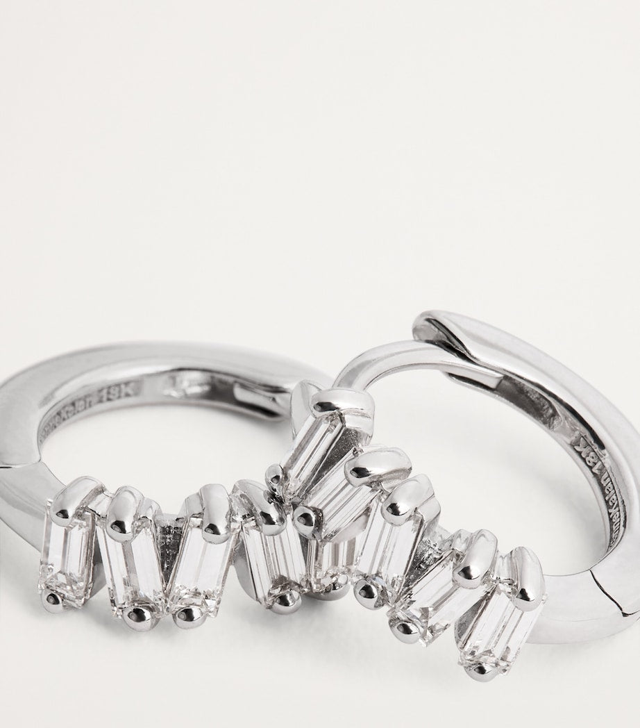 Suzanne Kalan white gold huggie earrings with diamonds 4mm, UK version