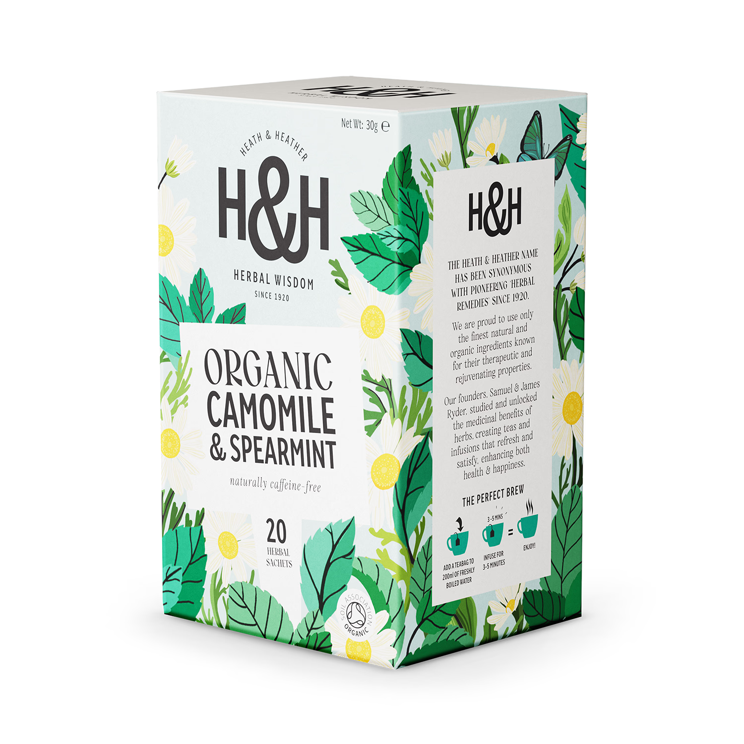 Heath Heather Organic Camomile Spearmint Tea Bags 20pk, UK version