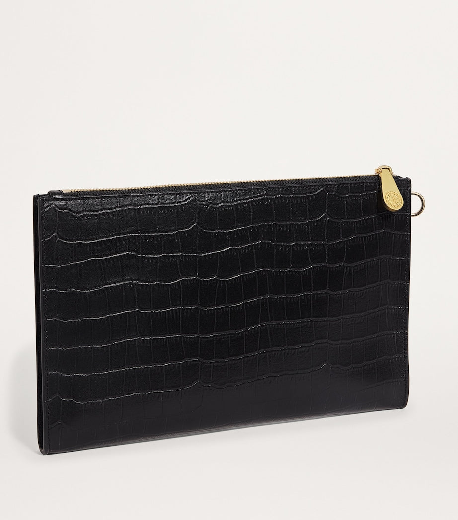 Harrods medium croc-embossed leather pouch (British brand)