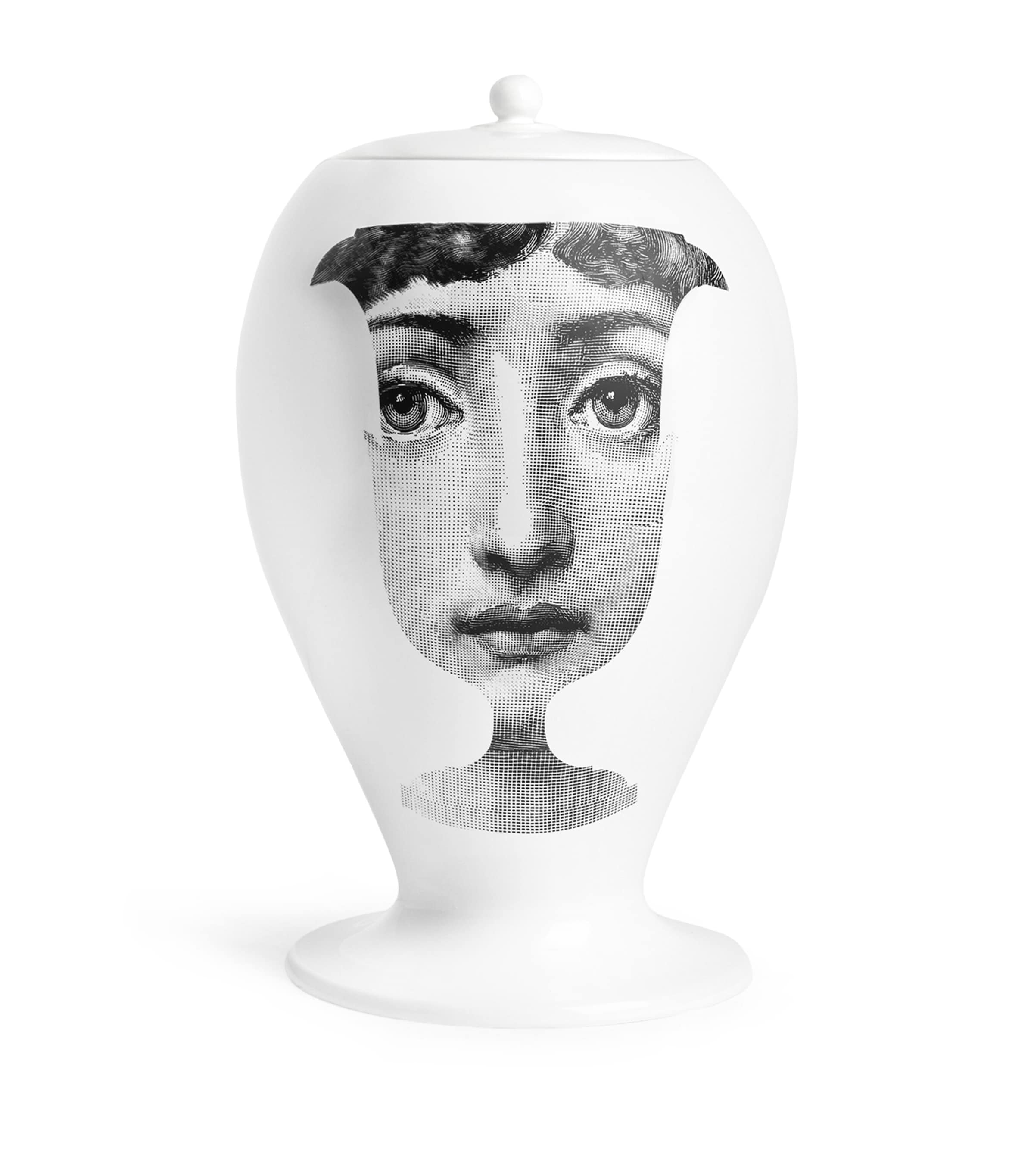 Fornasetti porcelain decorative vase with silhouette design, 30cm tall - British product