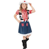 Smiffys cowgirl costume blue dress vest scarf belt hat, UK version