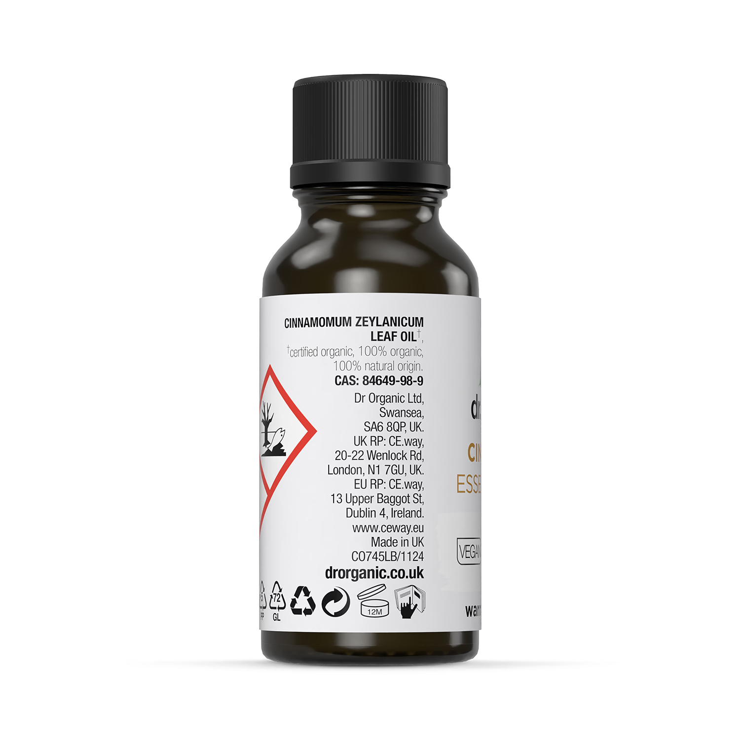 Dr Organic Cinnamon essential oil 10ml, imported from the UK