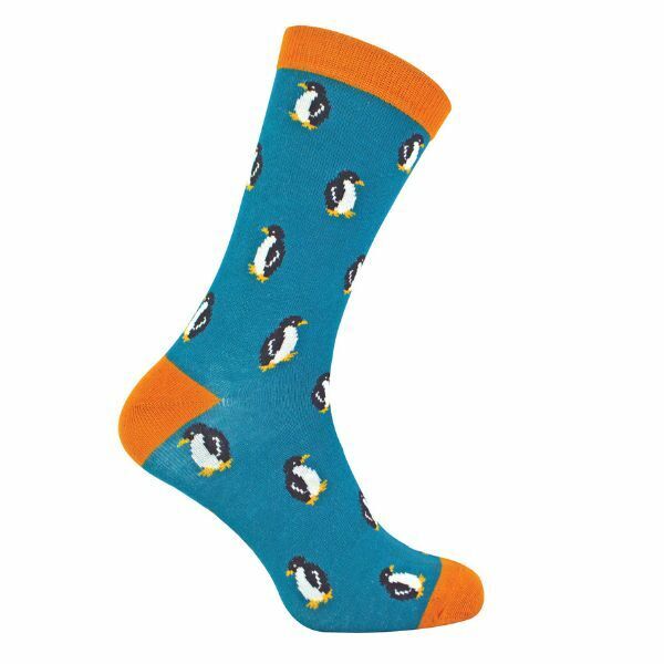 Mr Heron Mens Animal Design Bamboo Socks 6-11 UK GOODS Superdrug Penguins (Teal)  