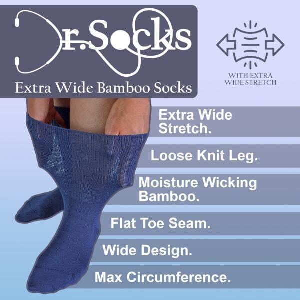 Dr.Socks Extra Wide Bamboo Oedema Socks - British product