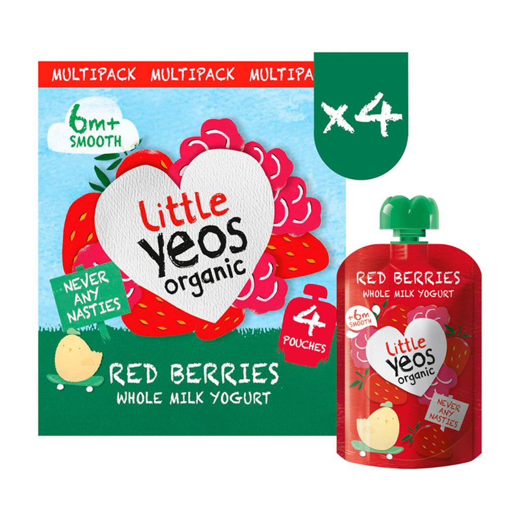 Little Yeos Organic Red Berries Whole Milk Yogurt 6m+ Smooth 4x90g