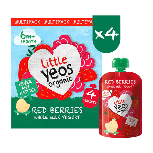 Little Yeos Organic Red Berries Whole Milk Yogurt 6m+ Smooth 4x90g GOODS Sainsburys   