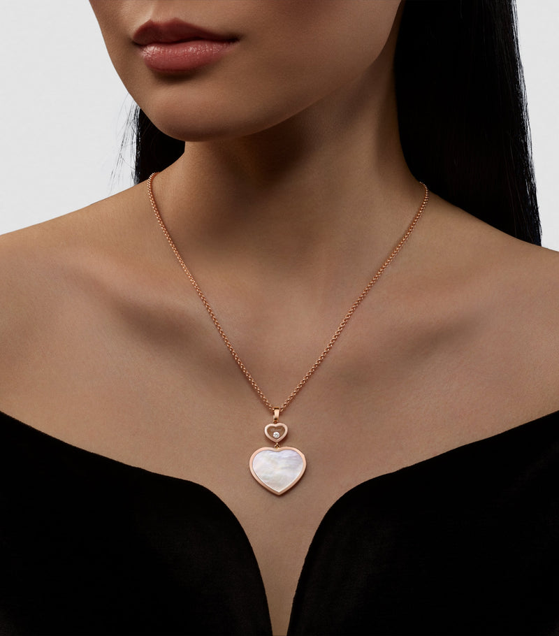 Chopard Happy Hearts pendant necklace rose gold mother-of-pearl diamond, imported from the UK