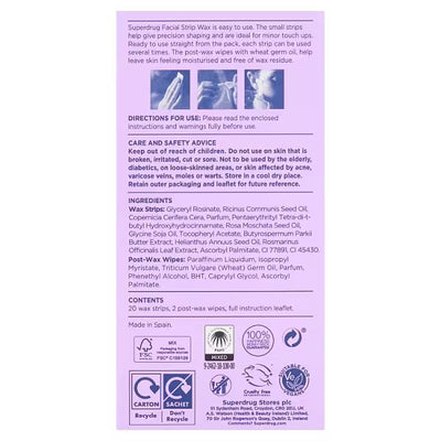 Superdrug Superdrug Sensitive Ansiktsvoksstrips x20- Kjøp online hos McGrocer
