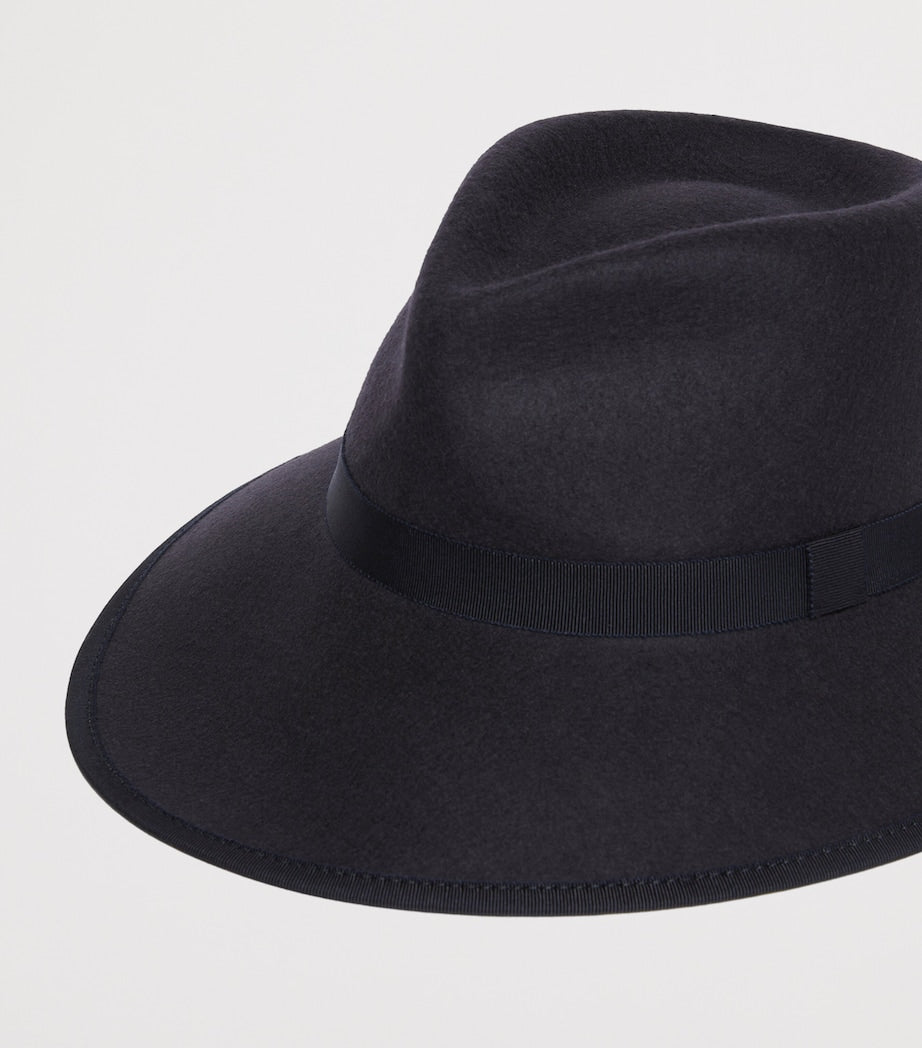 Max Mara wool felt trilby hat with grosgrain ribbon - British product