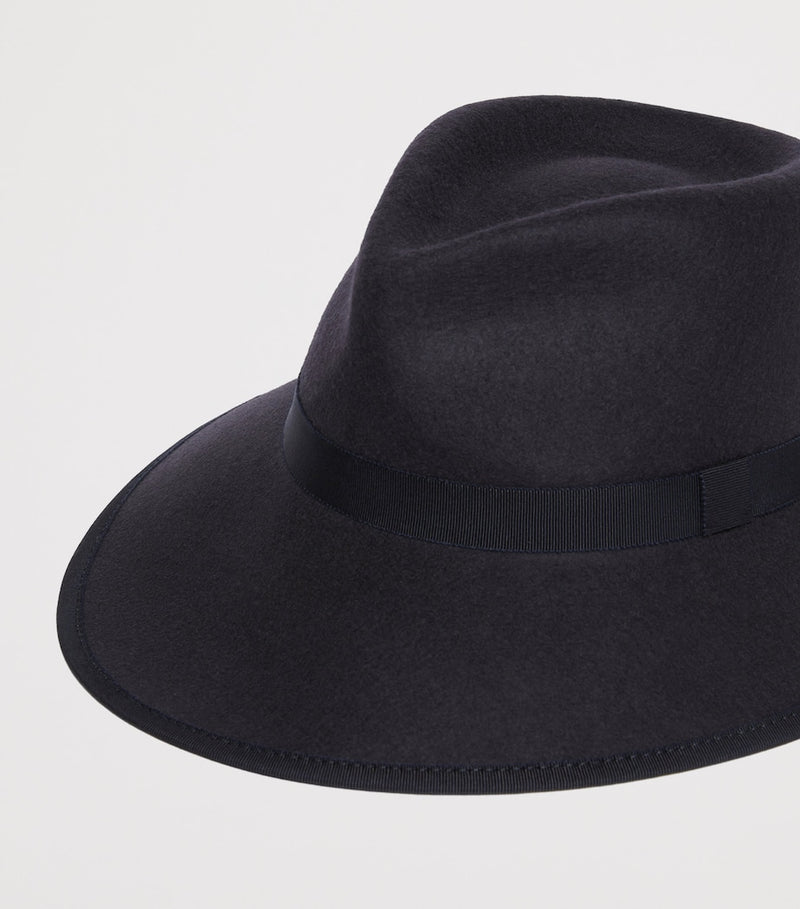 Max Mara wool felt trilby hat with grosgrain ribbon - British product