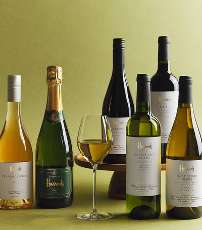 Harrods Assortert Vin og Champagne Gaveboks med 6 Flasker (75cl Hver)- Kjøp online hos McGrocer