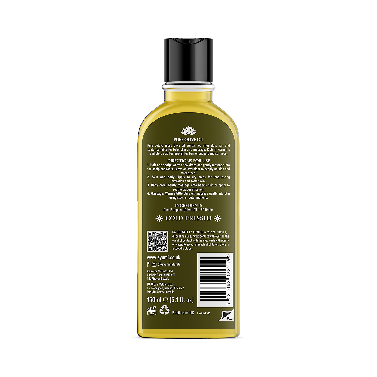 Ayumi cold pressed pure olive oil 150ml, imported from the UK