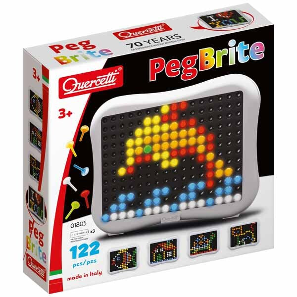 Quercetti Peg Brite light-up pin-board toy - British product