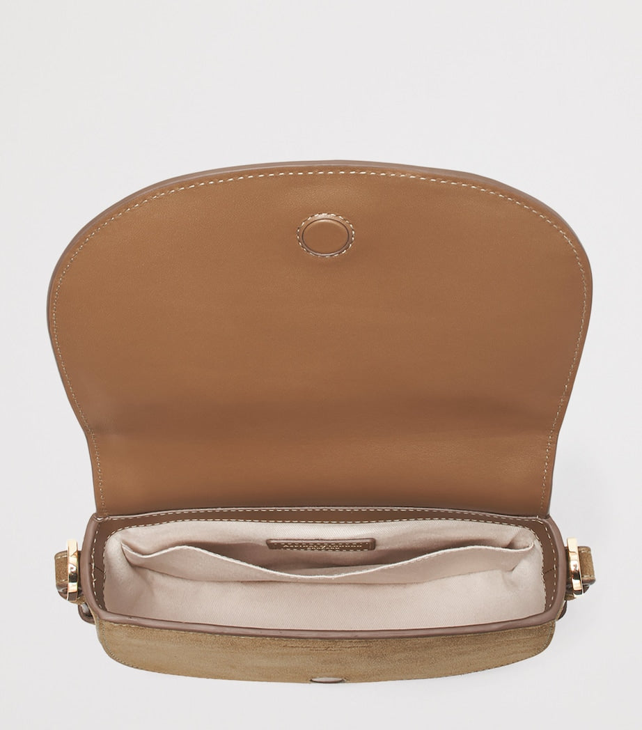 Aspinal of London suede cross-body satchel Stella, imported from the UK