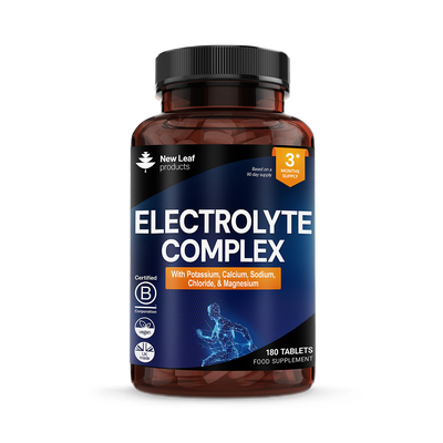 Holland & Barrett New Leaf Products Electrolyte Complex Tablets with Potassium, Calcium, Sodium, Chloride, Magnesium 180 Tablets- Buy online at McGrocer