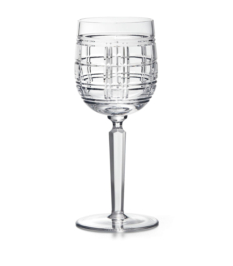 Ralph Lauren Home Hudson Plaid white wine glass, imported from the UK
