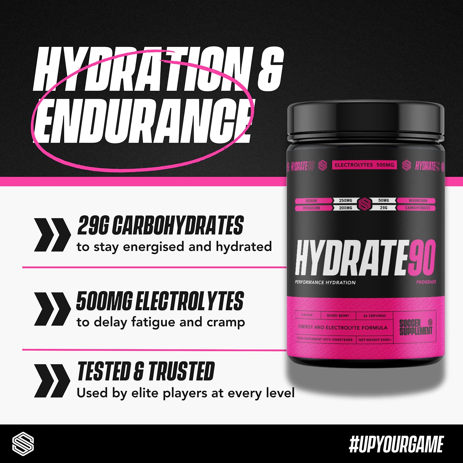 Soccer Supplement Hydration Powder Mixed Berry 26 Servings, imported from the UK