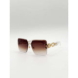 SVNX rimless square sunglasses white gold, UK version