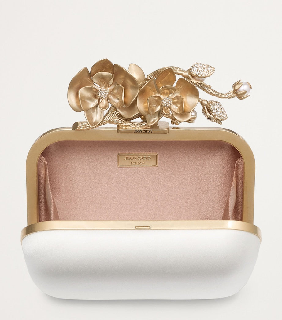 Jimmy Choo Cloud satin clutch bag, imported from the UK