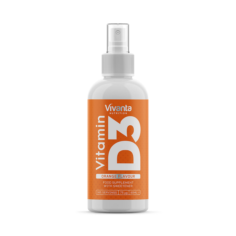 Vivanta Nutrition Vitamin D Spray 3000IU Orange Flavour 60ml, imported from the UK
