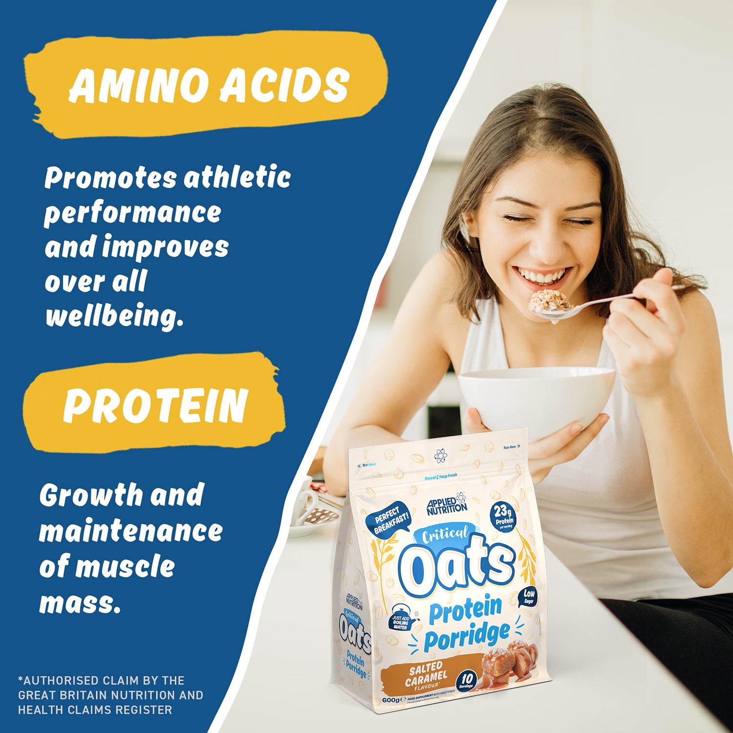 Applied Nutrition Critical Oats protein porridge salted caramel 600g - British product