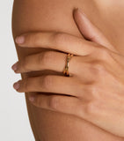 Astrid & Miyu crossover illusion band ring, gold-plated sterling silver, imported from the UK