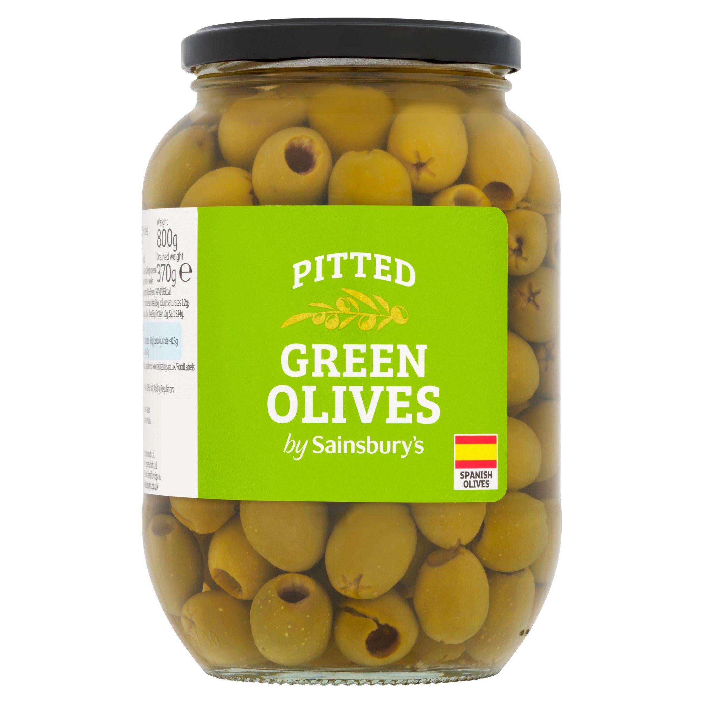 Sainsbury's Pitted Green Olives 800g (370g*) Olives & antipasti Sainsburys   