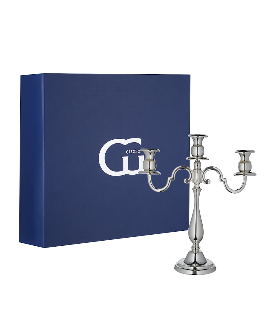 Greggio three-arm candelabra silver plated, UK version