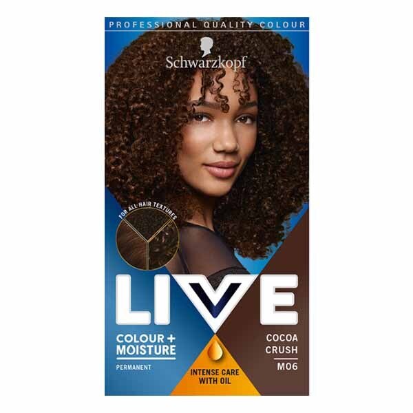 LIVE Colour + Moisture Permanent Brown Hair Dye Cocoa Crush GOODS Superdrug Cocoa Crush M06  