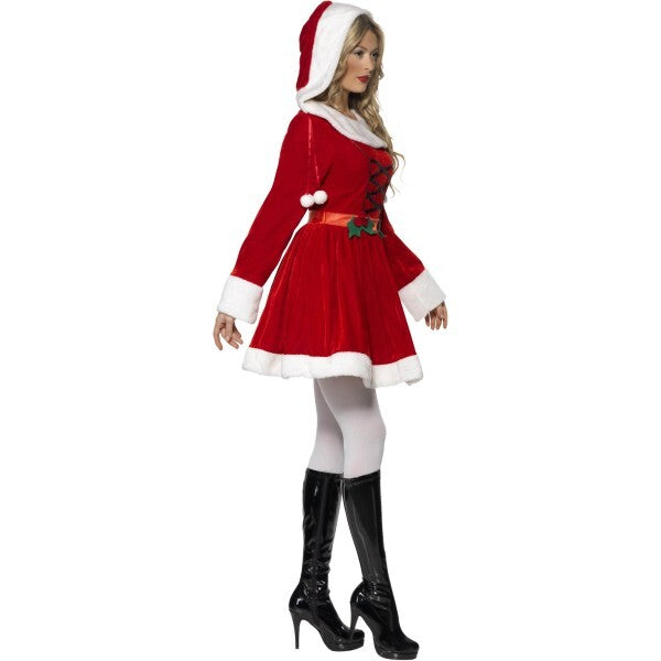 Smiffys Miss Santa Costume with Hood red dress (British brand)