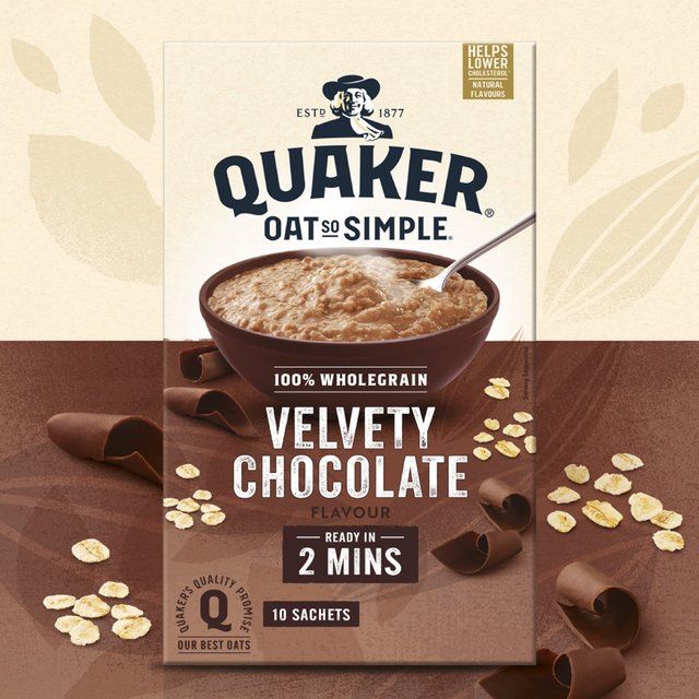 Quaker Oat So Simple Velvety Chocolate Porridge Cereal Sachets   10 per pack Cereals M&S   