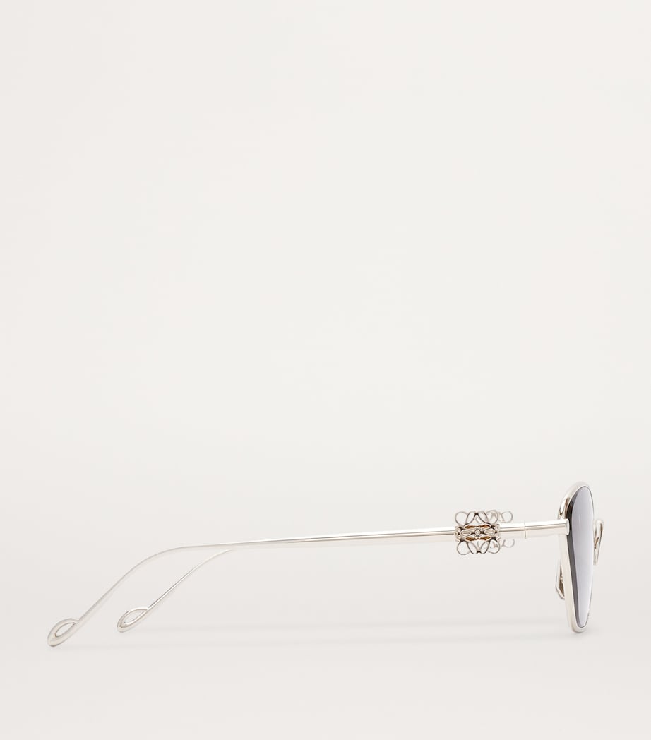 LOEWE hexagonal sunglasses silver metal blue tinted lenses (British brand)