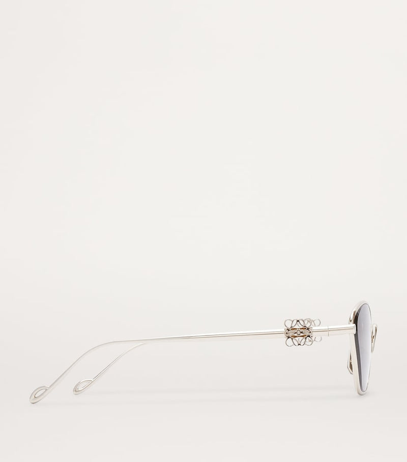 LOEWE hexagonal sunglasses silver metal blue tinted lenses (British brand)