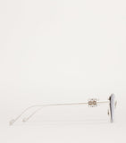 LOEWE hexagonal sunglasses silver metal blue tinted lenses (British brand)