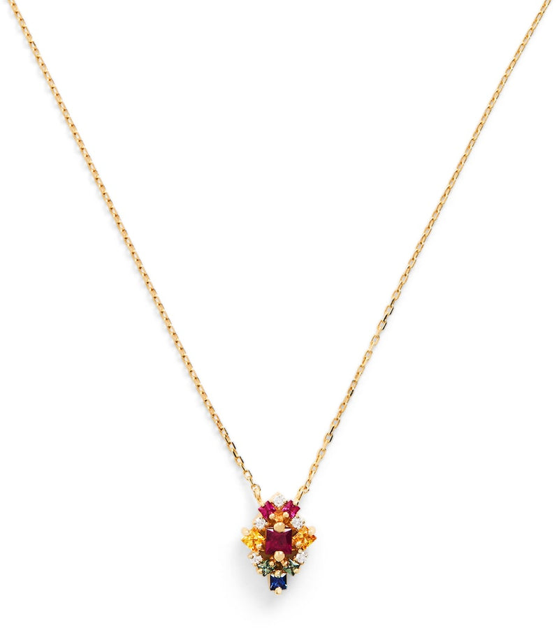 Suzanne Kalan La Fantaisie necklace rainbow sapphire diamonds, imported from the UK