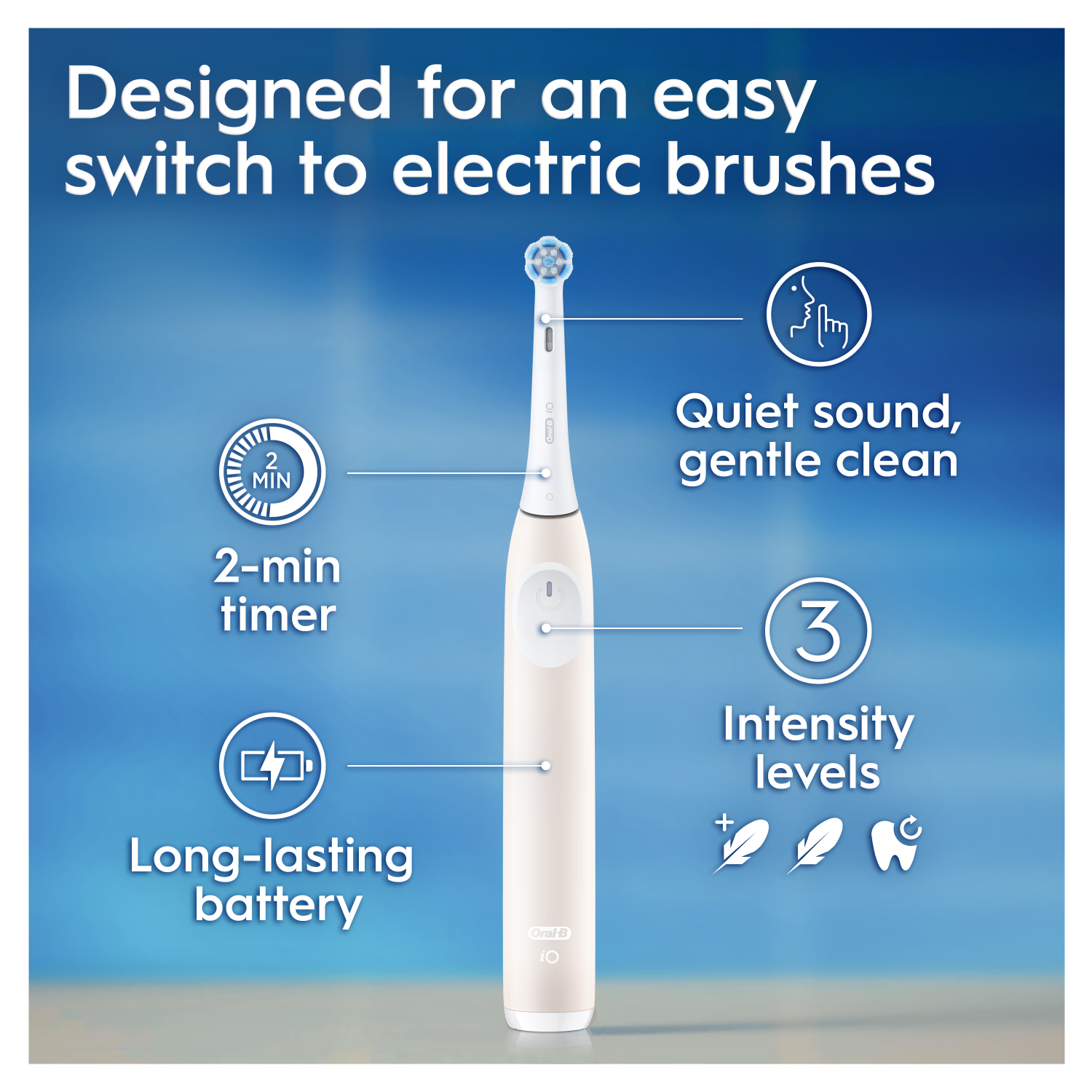 Oral-B iO2 pink rechargeable electric toothbrush with travel case, imported from the UK
